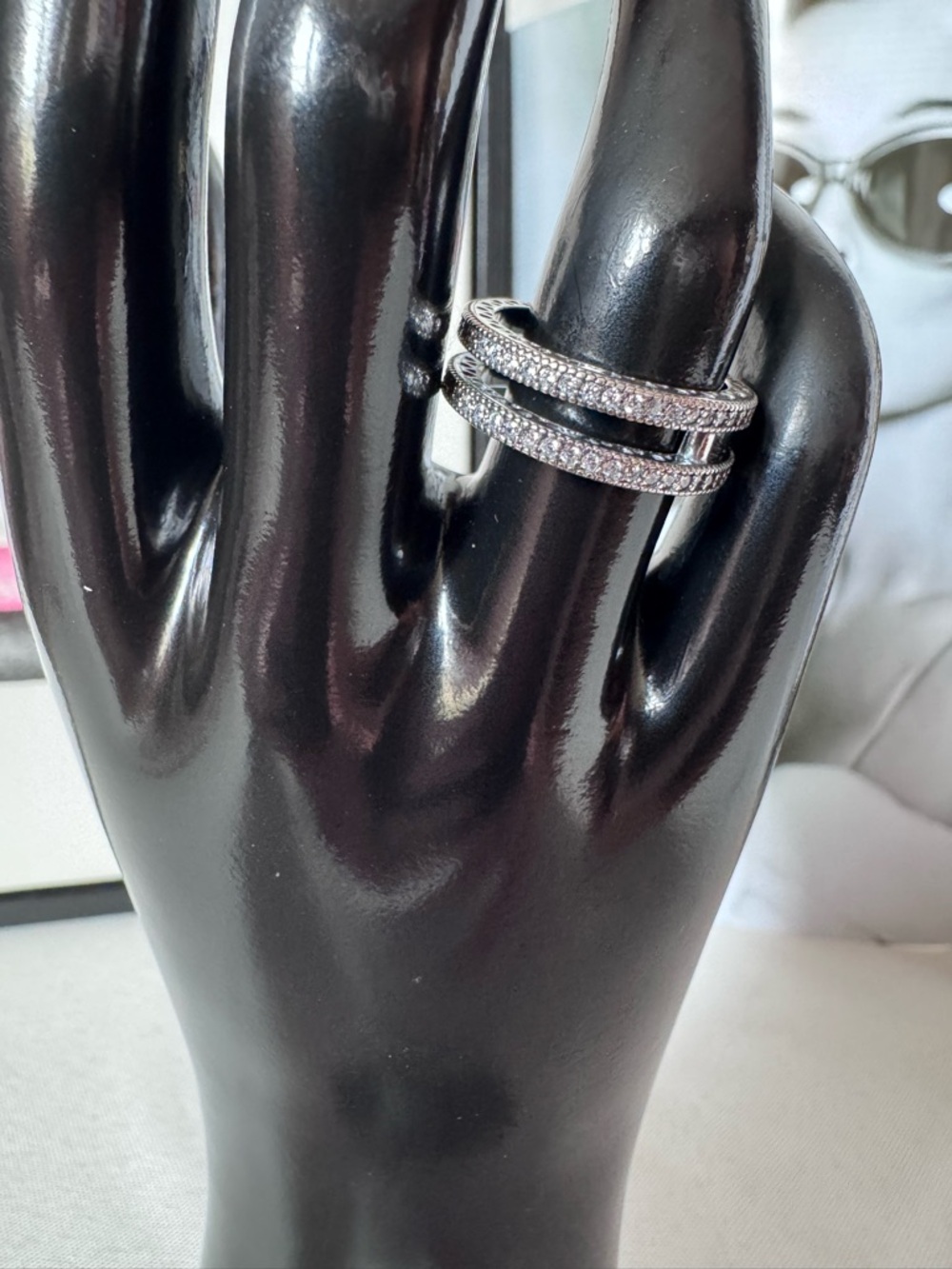 Pandora Silver Double-Row Crystal Ring